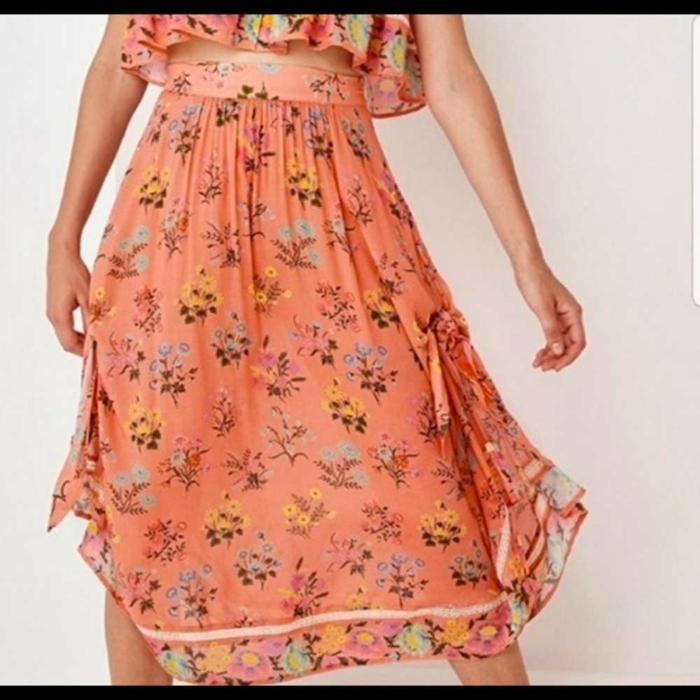 Spell Posey Peach MIDI skirt NWT
